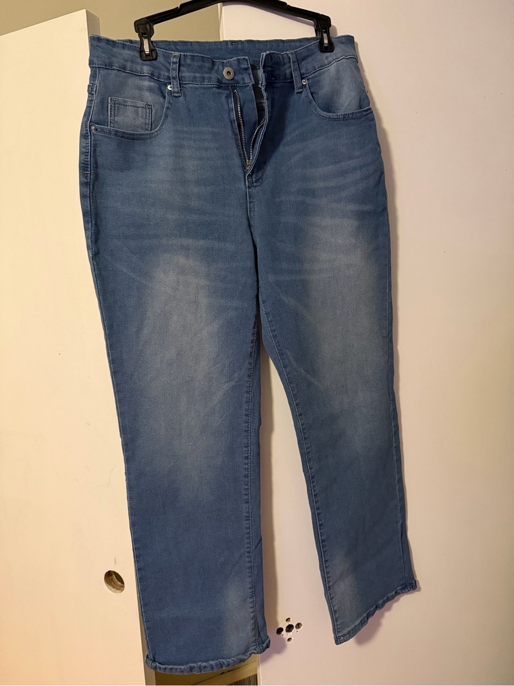 Medium Blue Cropped Slim Straight Jeans